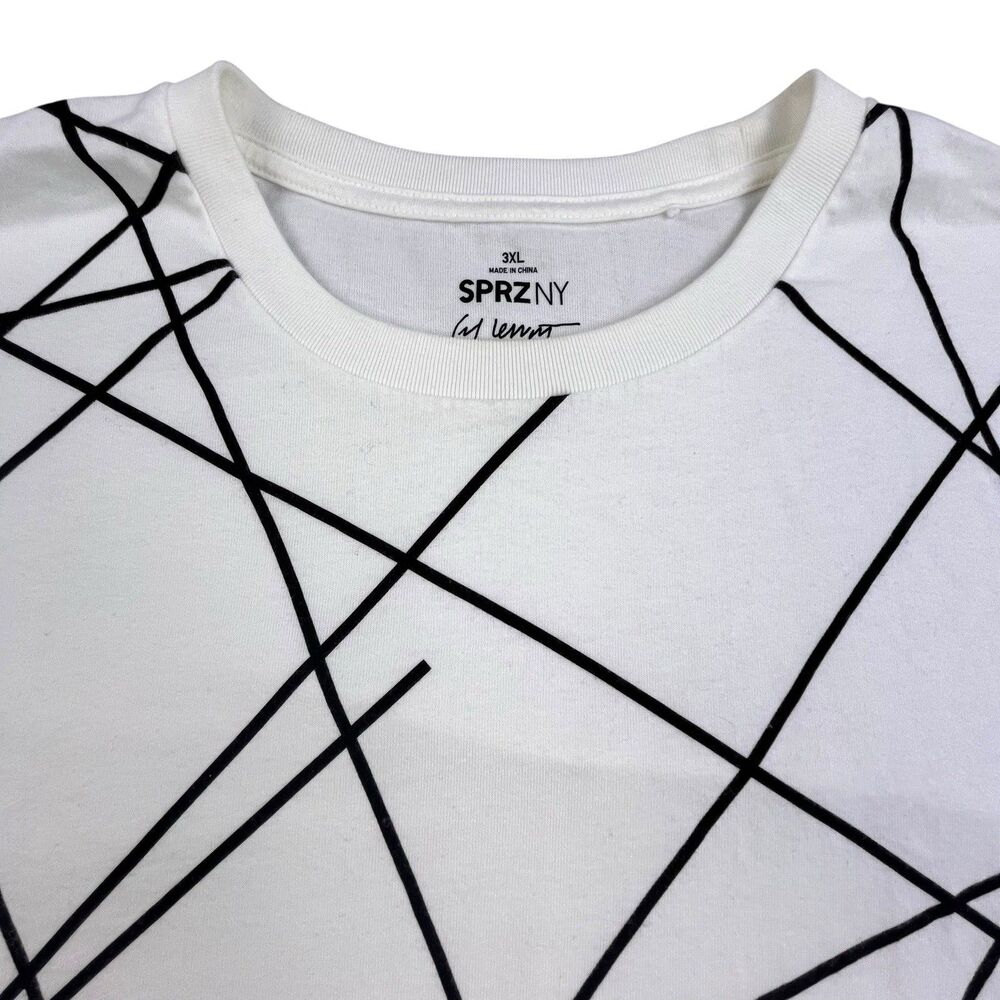 Uniqlo SPRZ NY x Sol Lewitt T-Shirt 3XL White Geometric Art All Over Print MOMA